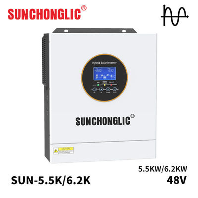 Bom preço Inversor solar híbrido de dupla fonte com entrada PV de 500V e saída de 5,5KW, com alta eficiência on-line