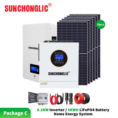 Good price 6.2KW Hybrid Solar Inverter with 5KWH LiFePO4 Battery and Pure Sine Wave Technology for Home Energy System online