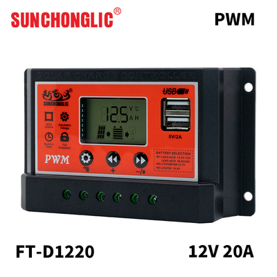 Good price 20A Pwm Solar Charger Controller 5V 2A USB Output Manual 12 24 Volt Charge Controller online