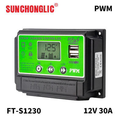 12V 24V 30 Amp Solar Charge Controller LCD Display 3P 5V 2A USB Portable