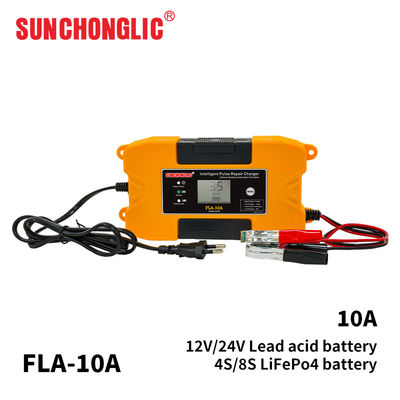 Buon prezzo Caricabatterie portatile al litio 12V/24V 10A con ricarica a impulsi intelligente per batterie al piombo e LiFePO4 in linea