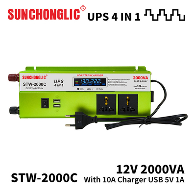 Buen precio Invertidor y cargador de 2000w Dos en un dispositivo Dc 12v a Ac 220v en línea