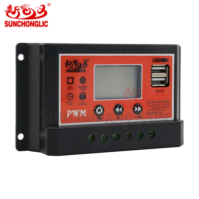 Controlador de carregador solar de modulação por largura de pulso manual de 10 Amp com display LCD 24 Volts