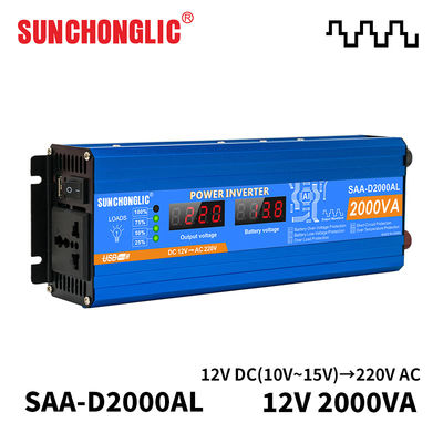Bom preço Inversor de onda senoidal modificada de 2000W com saída USB de 5V 1A e display LED para conversão de energia DC para AC on-line