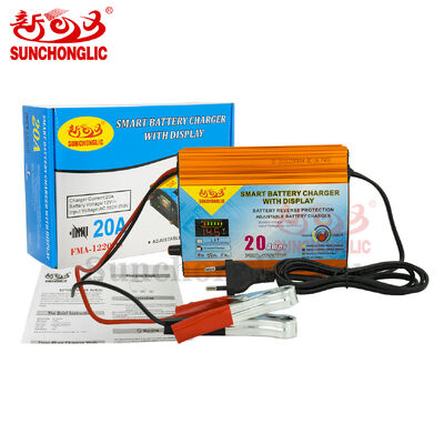 FMADS  12V 20A Smart AGM/GEL Battery Charger with Three-Phase Charging and LED Display, Compatible with Lead-Acid Batteries