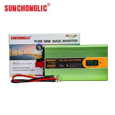 FPC-D Home-use 2000W pure sine wave inverter that converts DC 12V to AC 220V with 85% efficiency.