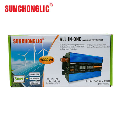 1000W Modified Sine Wave Solar Inverter with Built-in 20A PWM Solar Charge Controller for 12V DC to 220V AC Conversion
