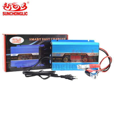 قیمت خوب شارژر باتری هوشمند 12 ولت 30 آمپر AGM GEL با قابلیت استارت موتور خودرو، نمایشگر دیجیتال LCD و فرآیند شارژ چهار مرحله‌ای آنلاین