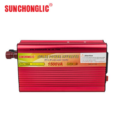 Modified Sine Wave Inverter 1500VA Peak Surge Capacity 650W Rated Power Solar Power Converter with Multi-Protection for Off-Grid Use